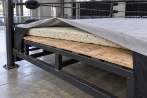 how a wrestling ring is built and what is under the mat
