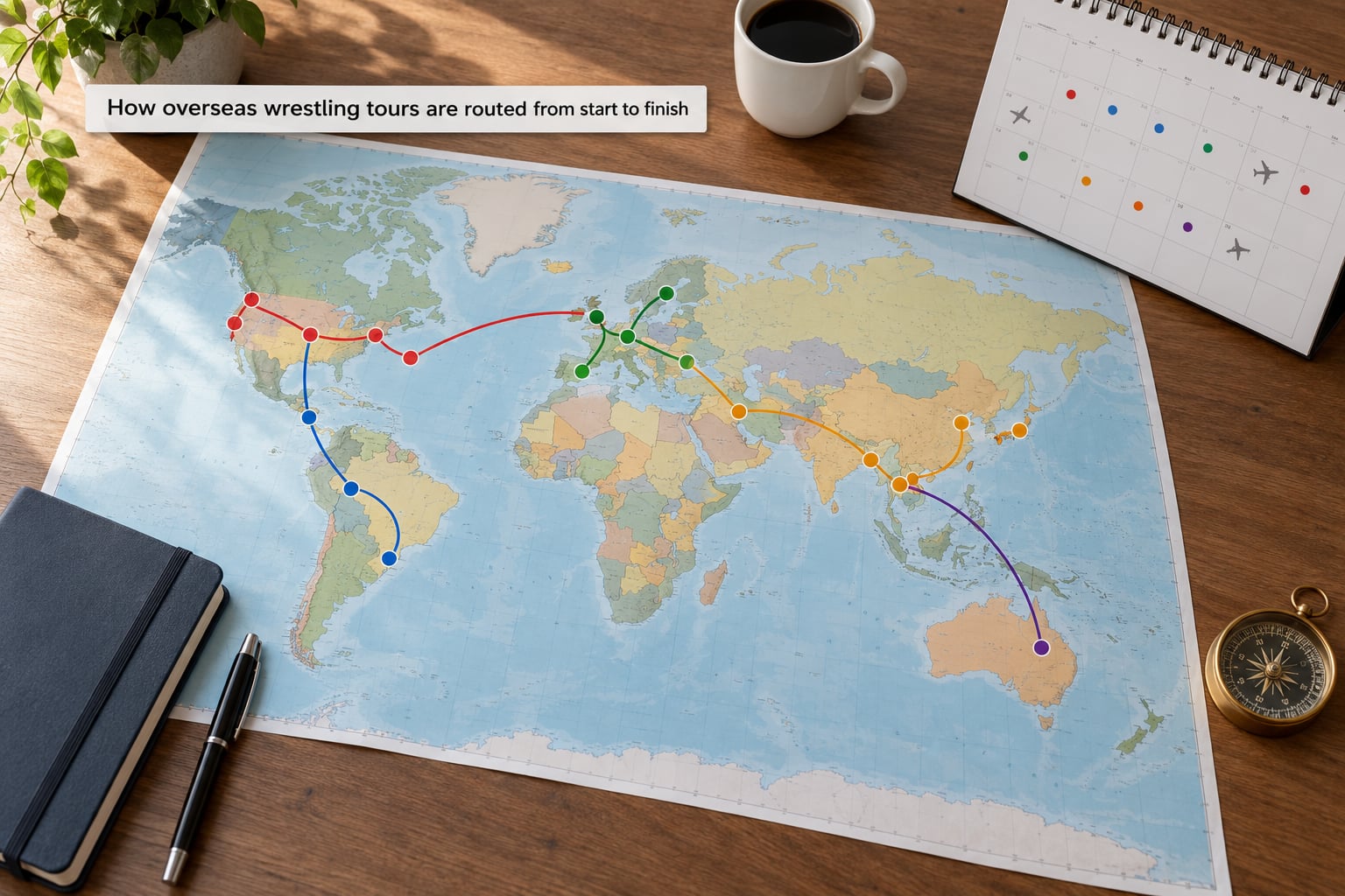 How overseas wrestling tours are routed from start to finish
