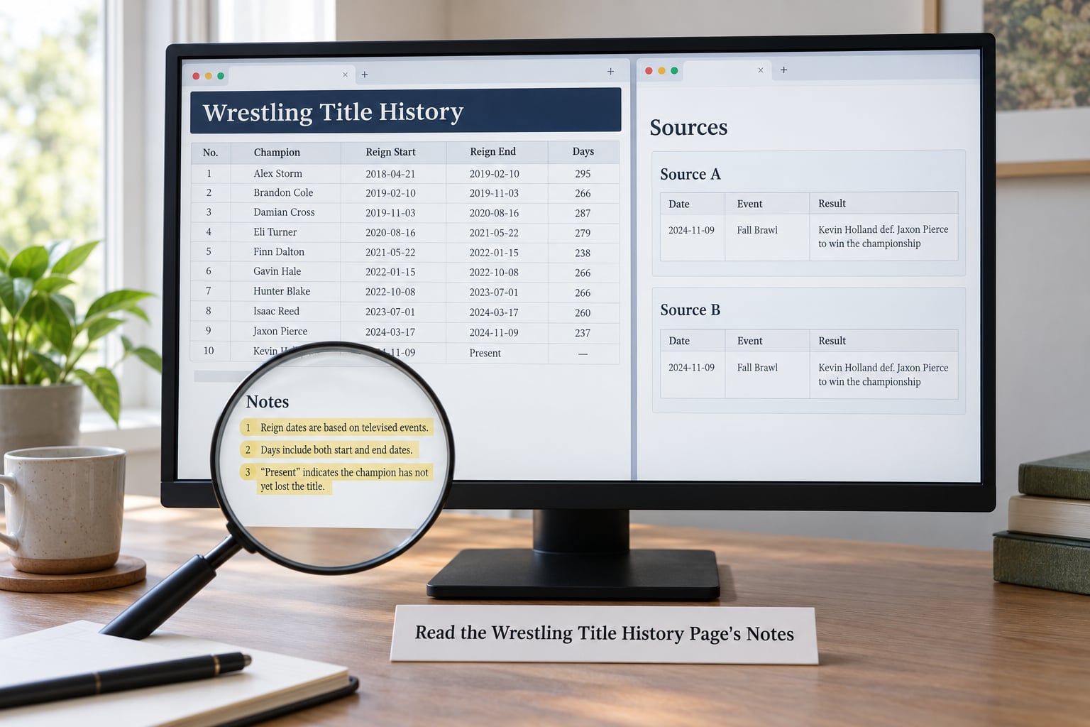 Read the Wrestling Title History Page's Notes