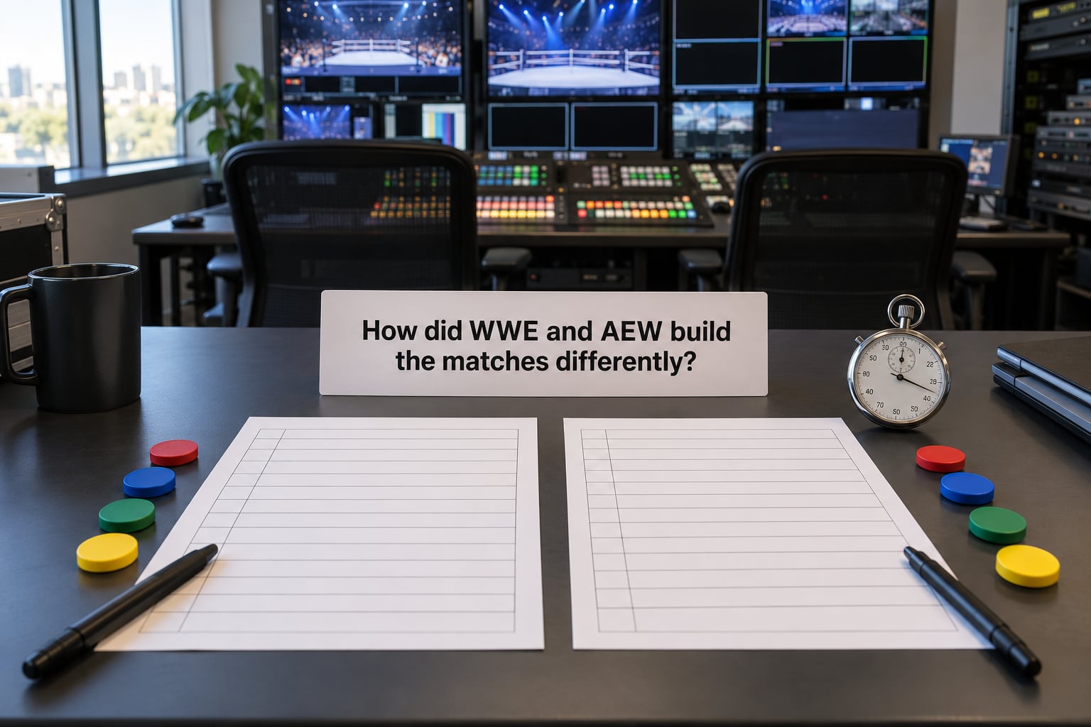 How did WWE and AEW build the matches differently?
